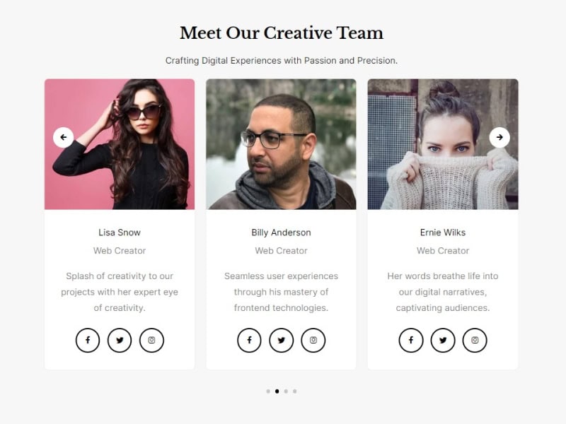 Team Member Carousel with Web Creators